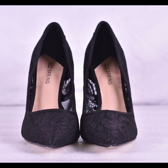 Call It Spring Gwydda Black Lace Stiletto Heels - Picture 2 of 5